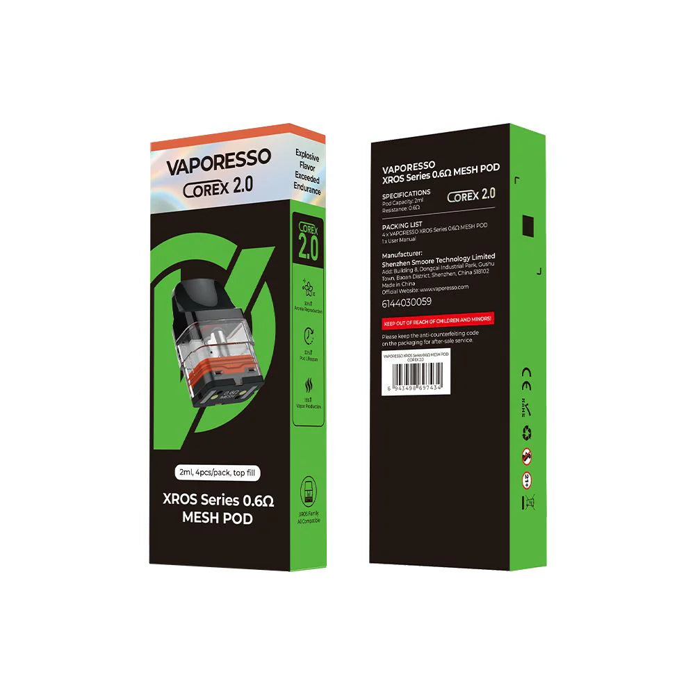 Vaporesso XROS Pods | 4-Pack(Corex 0.6Ω Mesh 2mL)